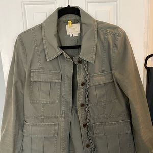 Kate spade ruffle military army green jacket size medium